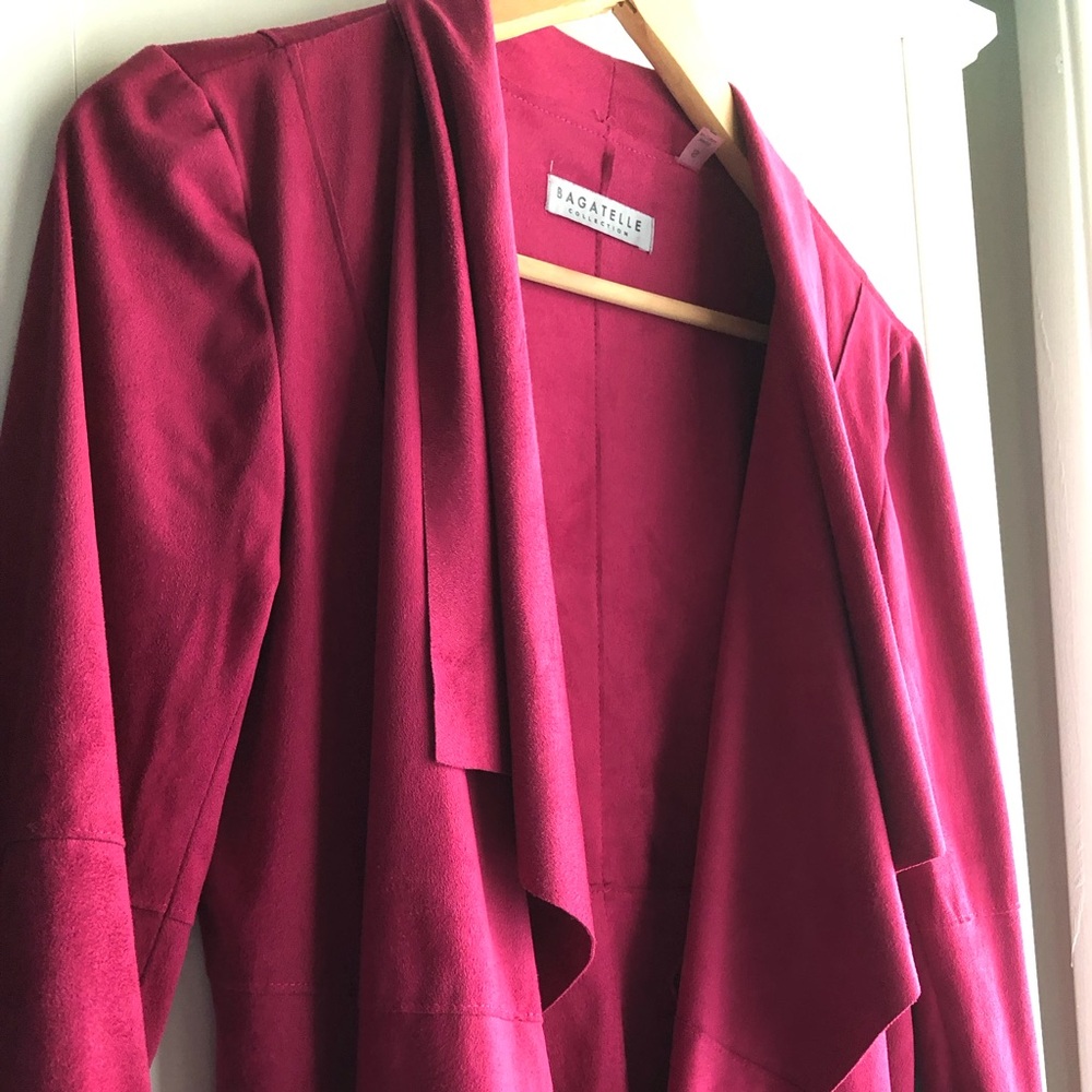 Faux suede bright pink jacket, new